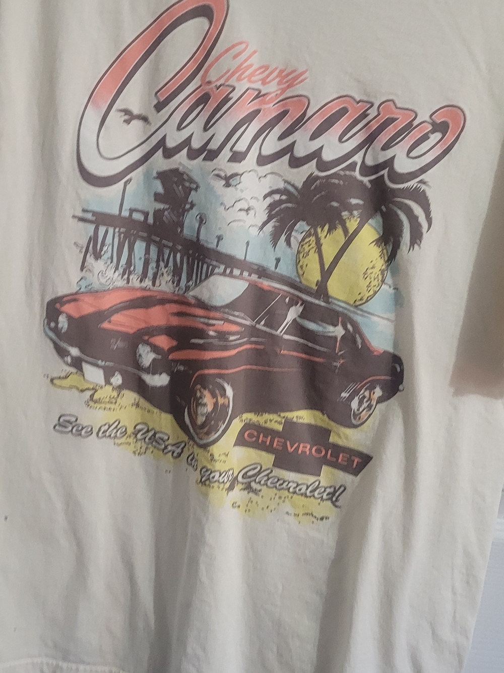 GM Chevy Official Licensed White Tee with Printed Neck Label Chevrolet